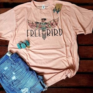 Free Bird Tri-Blend Peach Tee NWOT